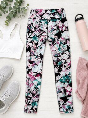Zelos Workout Leggings Women’s Small Abstract Print High Rise Athletic